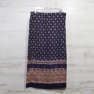 Lee David Collections Blue & Tan Wrap Skirt